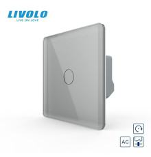 Сенсорна кнопка 1 сенсор Сухий контакт Livolo сірий 2.5D скло