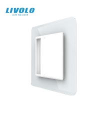 Рамка 1-постова LIVOLO, загартоване скло, біла 2.5D, 80×80 мм