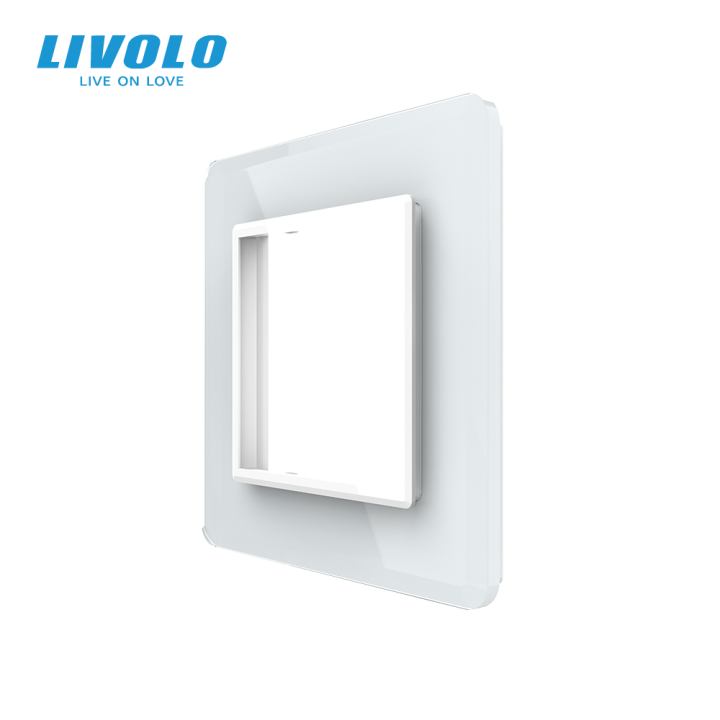 Рамка 1-постова LIVOLO, загартоване скло, біла 2.5D, 80×80 мм · LIVOLO · VL-P7E-2WS05