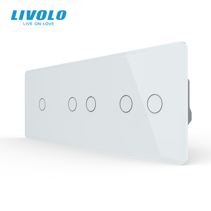 Сенсорний вимикач 5 сенсорів (1-2-2) LIVOLO білий 2.5D скло · LIVOLO · VL-C7FC1/FC2/FC2-6WS05