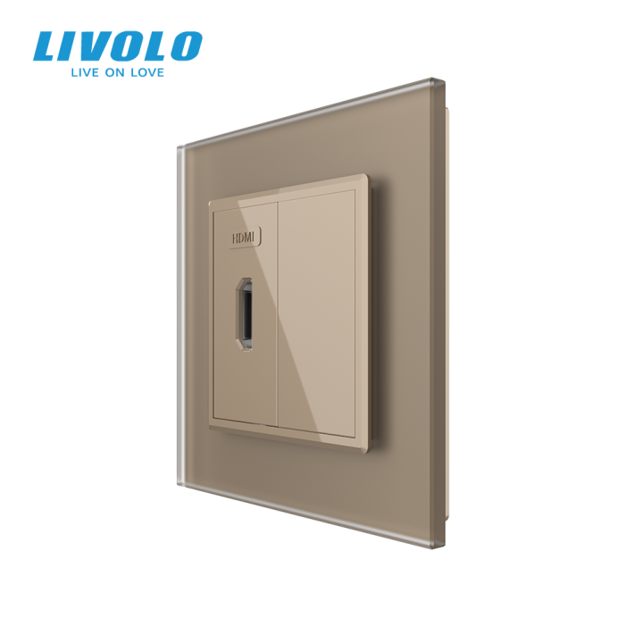 Розетка HDMI LIVOLO золота матова скло · LIVOLO · VL-C7FCHD/FCMB-2AS06