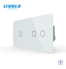 Сенсорний димер LIVOLO, 3 сенсори (1-2), білий 2.5D, скло