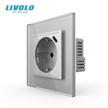 Електрична розетка з USB Type-C 18Вт для зарядки, з заземленням, LIVOLO, сіра, скляна рамка, 250В 16А (VL-C7CTF16A.UC18W-2IP) · LIVOLO · VL-C7CTF16A.UC18W-2IP