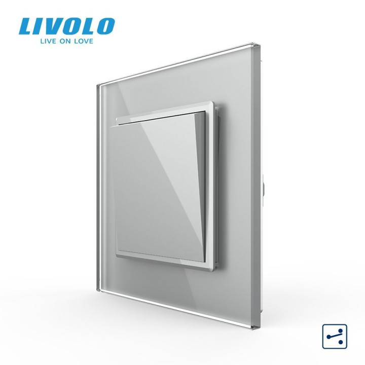 Одноклавішний прохідний вимикач Livolo сірий скло (VL-С7FCMKS-2IP) · LIVOLO · VL-C7K1S-15