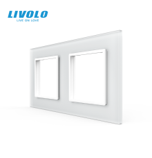 Рамка 2-постова LIVOLO, загартоване скло, біла матова, 151×80 мм (VL-P7E/E-4WS066)