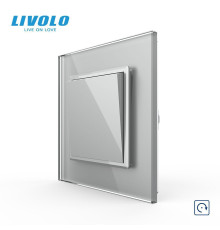 Кнопковий вимикач без фіксації Дзвінковий вимикач Імпульсний вимикач Livolo сірий скло (VL-C7FCMH-2IP)