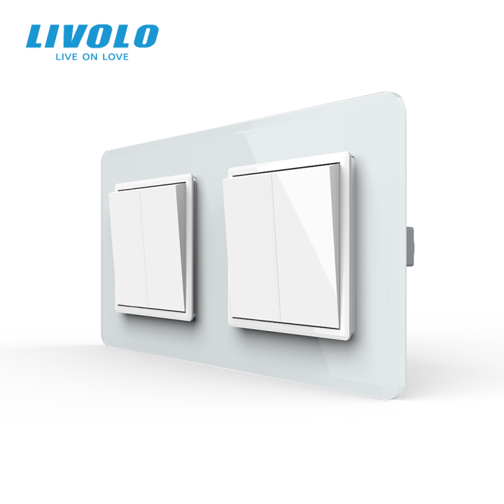 Чотирьохклавішний вимикач (2-2) LIVOLO білий 2.5D скло · LIVOLO · VL-C7FC2MK/FC2MK-4WS05