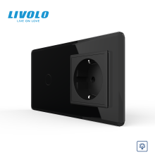 Сенсорний диммер 1 сенсор 1 розетка LIVOLO чорний 2.5D скло