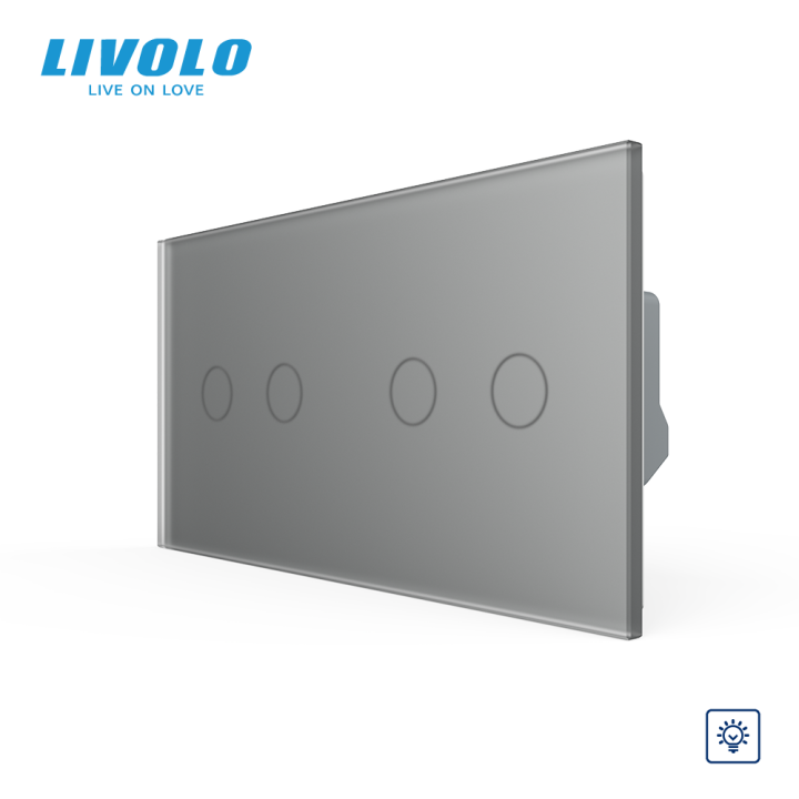 Сенсорний димер LIVOLO, 4 сенсори (2-2), сірий матовый, скло · LIVOLO · VL-C7FC2D/FC2D-4IS06