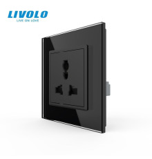 Розетка універсальна 12 стандартів в 1 Livolo чорний скло (VL-C7C1C-12)