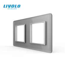 Рамка 2-постова LIVOLO, загартоване скло, сіра 2.5D, 151×80 мм