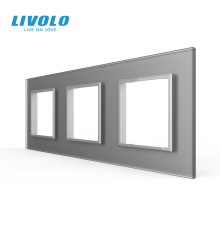 Рамка 3-постова LIVOLO, загартоване скло, сіра матова, 223×80 мм (VL-P7E/E/E-6IS06)