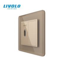 Розетка HDMI LIVOLO золота 2.5D скло