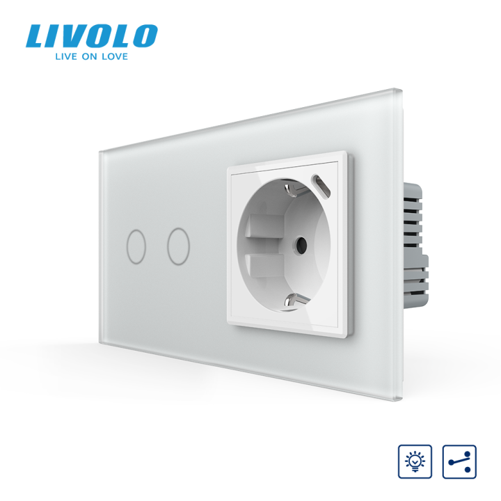 Прохідний сенсорний димер LIVOLO на 2 сенсори з розеткою та USB Type-C 18Вт, білий матовый, заземлення · LIVOLO · VL-C7FC2SD/FCTF16A.UC18W-4WS06