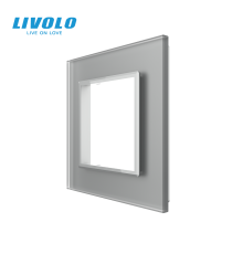 Рамка 1-постова LIVOLO, загартоване скло, сіра матова, 80×80 мм (VL-P7E-2IS06)