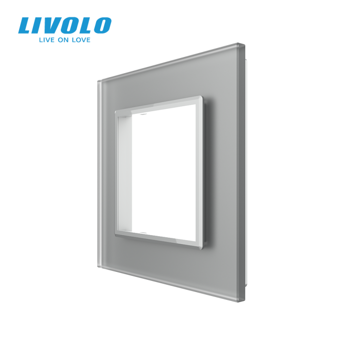 Рамка 1-постова LIVOLO, загартоване скло, сіра матова, 80×80 мм (VL-P7E-2IS06) · LIVOLO · VL-P7E-2IS06