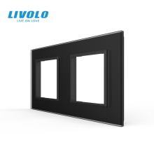 Рамка 2-постова LIVOLO, загартоване скло, чорна матова, 151×80 мм (VL-P7E/E-4BS06)