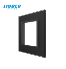 Рамка 1-постова LIVOLO, загартоване скло, чорна матова, 80×80 мм (VL-P7E-2BS06)