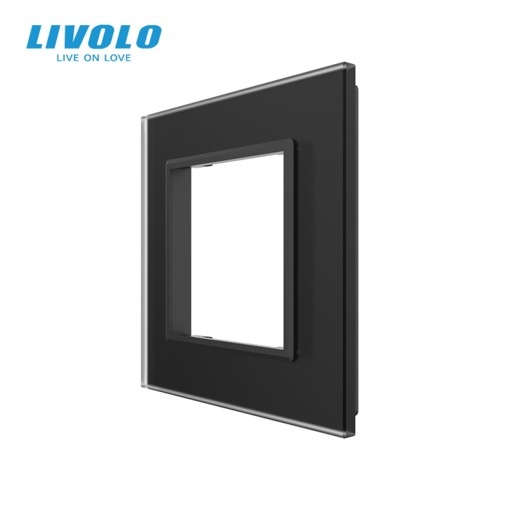 Рамка 1-постова LIVOLO, загартоване скло, чорна матова, 80×80 мм (VL-P7E-2BS06) · LIVOLO · VL-P7E-2BS06
