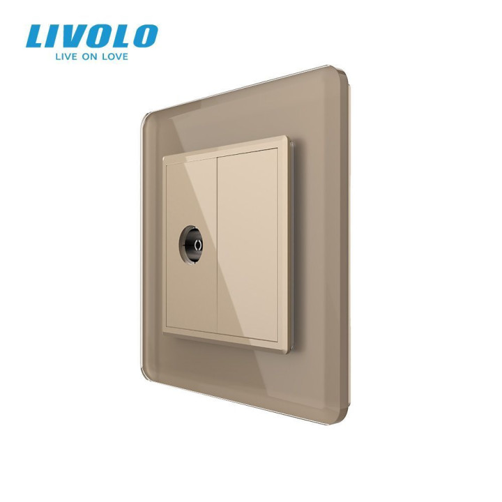 Розетка телевізійна LIVOLO золота 2.5D скло · LIVOLO · VL-C7FCTV/FCMB-2AS05