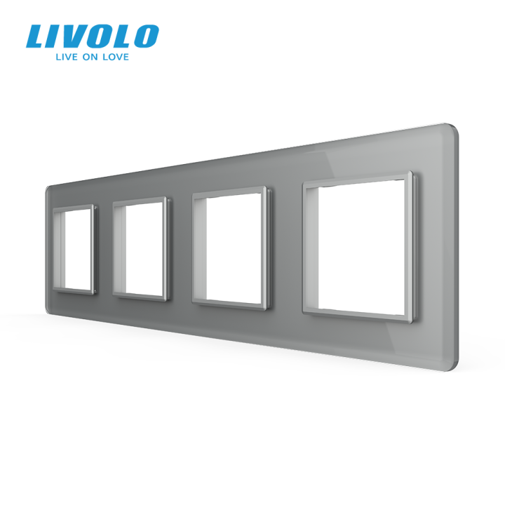 Рамка 4-постова LIVOLO, загартоване скло, сіра 2.5D, 294×80 мм · LIVOLO · VL-P7E/E/E/E-8IS05