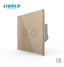 Сенсорний вимикач LIVOLO, 2-сенсорний, золотий скляний, прохідний / перехресний, 5А 230В, без нейтралі (VL-C7FC2S-2AP)