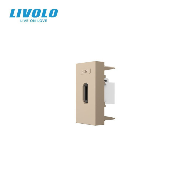 HDMI розетка LIVOLO 1.4, золота, модуль 0.5 поста, для телевізора / ПК (VL-FCHD-1AP) · LIVOLO · VL-FCHD-1APS21