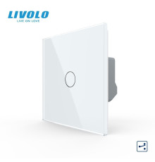 Сенсорний вимикач LIVOLO, білий скляний, прохідний / перехресний, 5А 230В, без нейтралі (VL-C7FC1S-2WP)