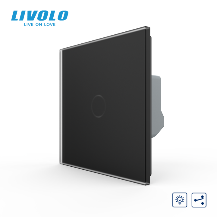 Сенсорний прохідний/перехресний диммер LIVOLO чорний матове скло · LIVOLO · VL-C7FC1SD1-2BS06