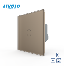 Сенсорна кнопка 1 сенсор Сухий контакт Livolo золотий матовый скло