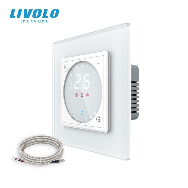 Wi-Fi терморегулятор сенсорний для електричної теплої підлоги LIVOLO, білий матовий скляний · LIVOLO · VL-C7FCQ1Y/XQ001-2WS06