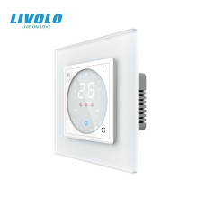 Wi-Fi терморегулятор сенсорний програмований LIVOLO, білий матовий скляний