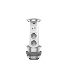 Висувна розетка на дві розетки, USB-A, USB Type-C Livolo срібний (VL-SHS021-FCTC-FCUA.UC-S)