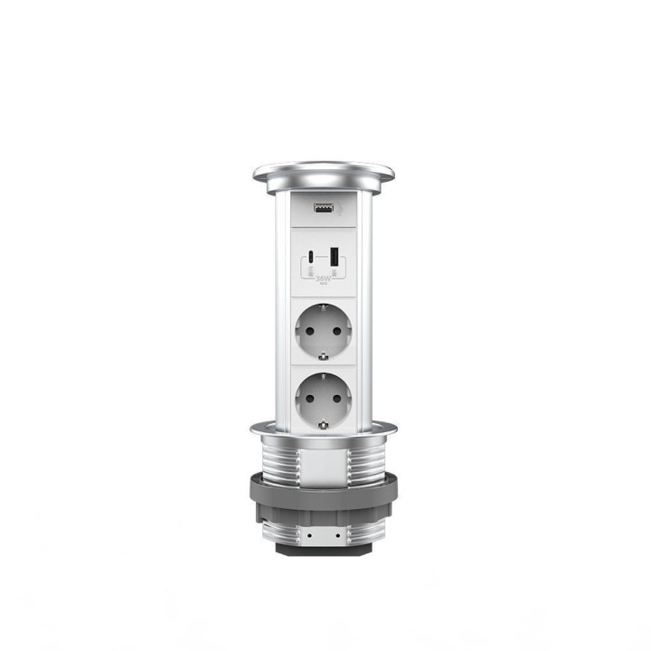 Висувна розетка на дві розетки, USB-A, USB Type-C Livolo срібний (VL-SHS021-FCTC-FCUA.UC-S) · LIVOLO · VL-SHS021-FCTC-FCUA.UC-S