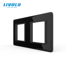 Рамка 2-постова LIVOLO, загартоване скло, чорна 2.5D, 151×80 мм · LIVOLO · VL-P7E/E-4BS05