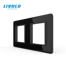 Рамка 2-постова LIVOLO, загартоване скло, чорна 2.5D, 151×80 мм