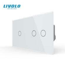 Сенсорний димер LIVOLO, 3 сенсори (1-2), білий, скло