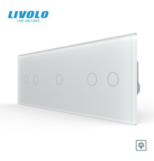 Сенсорний димер LIVOLO 5 сенсорів (2-1-2), білий матовый, скляна панель, 2A 230V