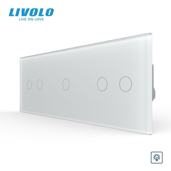 Сенсорний димер LIVOLO 5 сенсорів (2-1-2), білий матовый, скляна панель, 2A 230V · LIVOLO · VL-C7FC2D/FC1D/FC2D-6WS06
