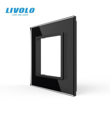 Рамка 1-постова LIVOLO, загартоване скло, чорна, 80×80 мм (VL-P7E-2B)