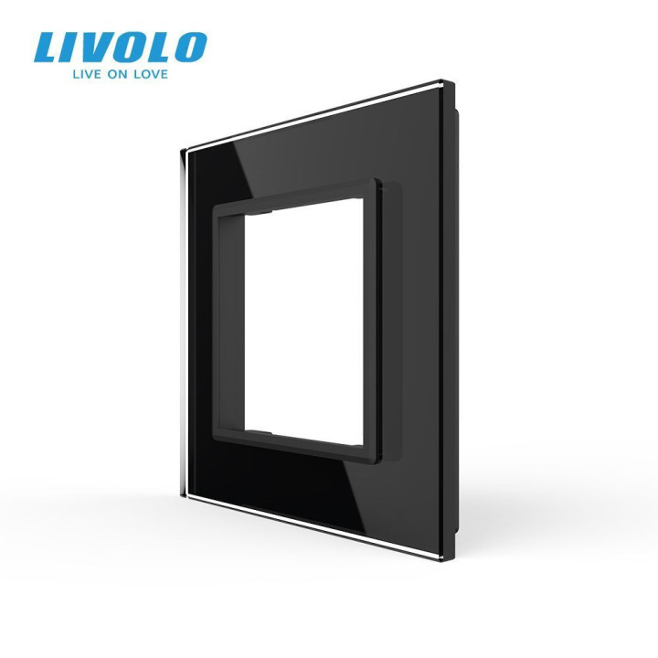 Рамка 1-постова LIVOLO, загартоване скло, чорна, 80×80 мм (VL-P7E-2B) · LIVOLO · VL-P7E-2B