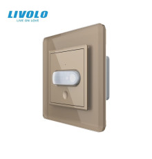Датчик присутності та руху з автоматичним та ручним керуванням Livolo золотий 2.5D скло