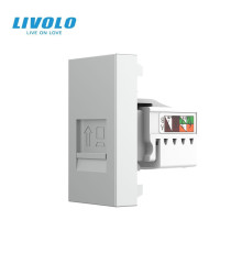 Інтернет-розетка RJ-45 (8P8C Cat.6) LIVOLO, сіра, модуль 0.5 поста, з шторкою (VL-FCCP-1IP)