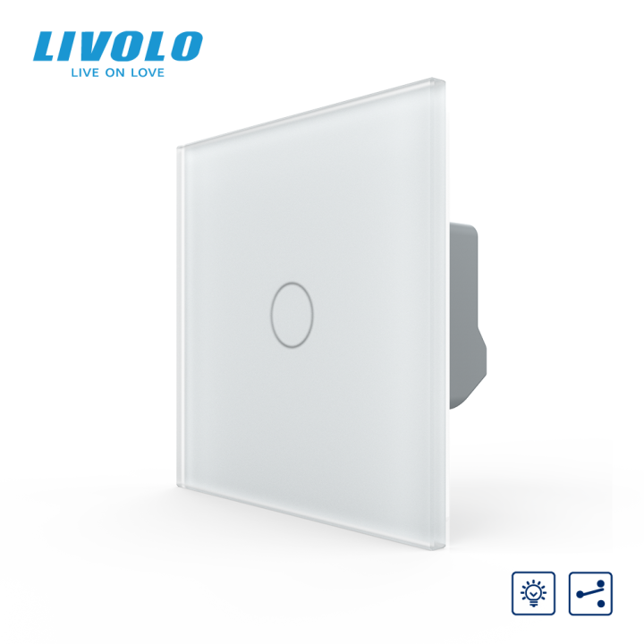 Сенсорний прохідний/перехресний диммер LIVOLO білий матове скло · LIVOLO · VL-C7FC1SD1-2WS06