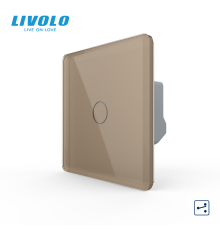 Сенсорний прохідний / перехресний вимикач LIVOLO, 5А 230В, золотий 2.5D скло