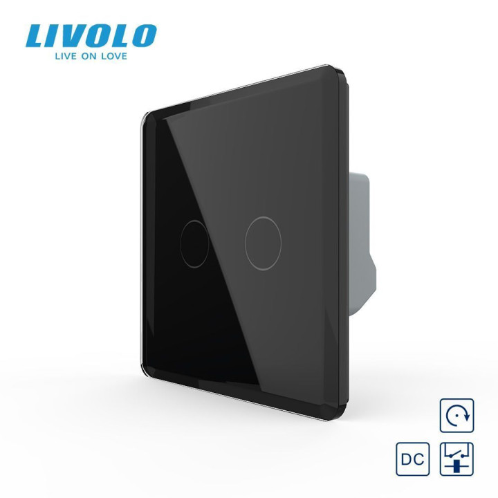 Сенсорна кнопка 2 сенсора 12/24В Livolo чорний 2.5D скло · LIVOLO · VL-FC2HC-2BS05