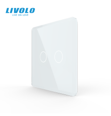 Рамка 1-постова для 2-сенсорного вимикача LIVOLO, загартоване скло, біла 2.5D, 80×80 мм