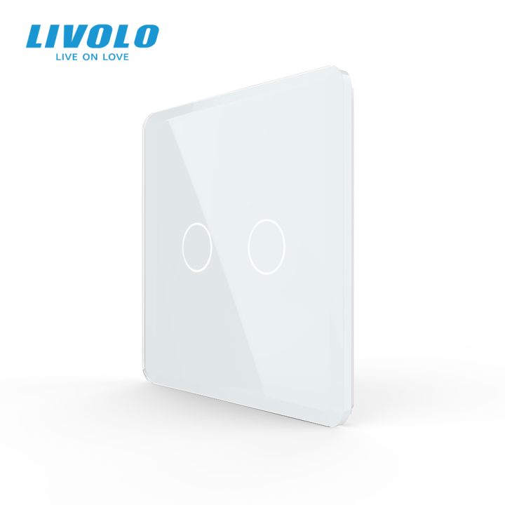 Рамка 1-постова для 2-сенсорного вимикача LIVOLO, загартоване скло, біла 2.5D, 80×80 мм · LIVOLO · VL-P702-2WS05