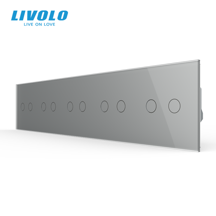 Сенсорний вимикач 10 сенсорів (2-2-2-2-2) Livolo сірий скло (VL-C710-15) · LIVOLO · VL-C710-15