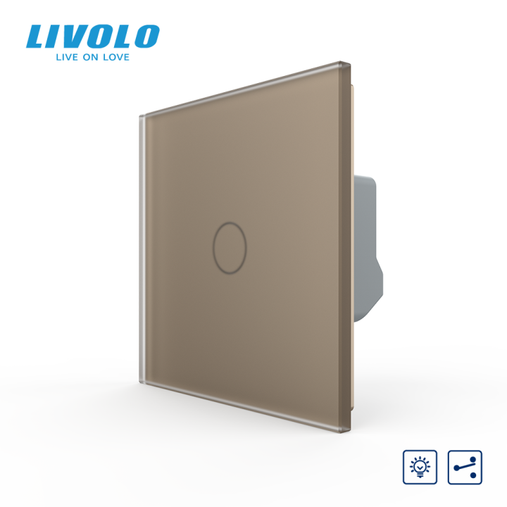 Сенсорний прохідний/перехресний диммер LIVOLO золотий матове скло · LIVOLO · VL-C7FC1SD1-2AS06